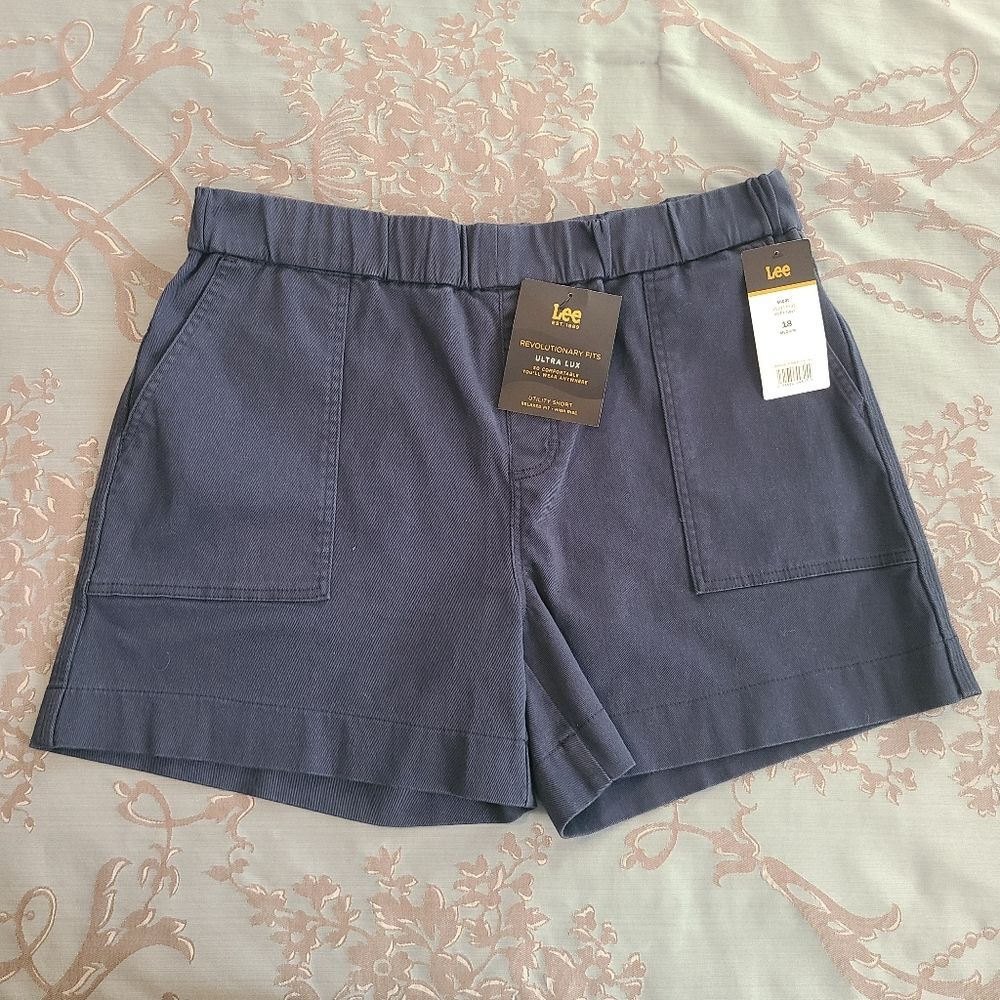 Lee Utility Short Casual Relaxed Fit High Rise Navy Blue Women Size 18